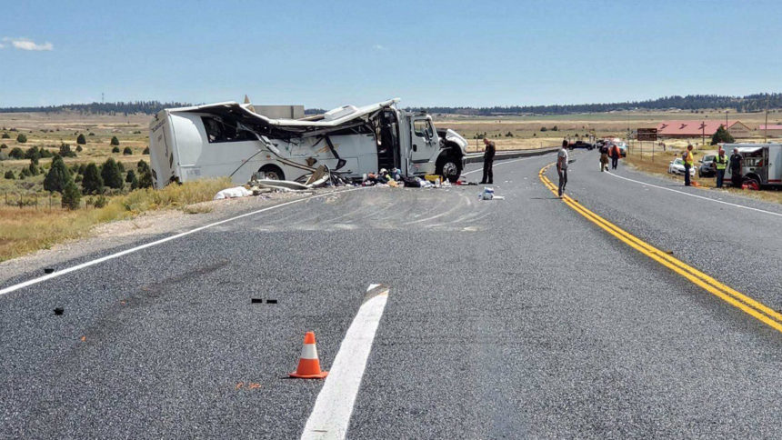 The bus crashed on Utah Highway 12, 3.5 miles west of Bryce Canyon National Park.