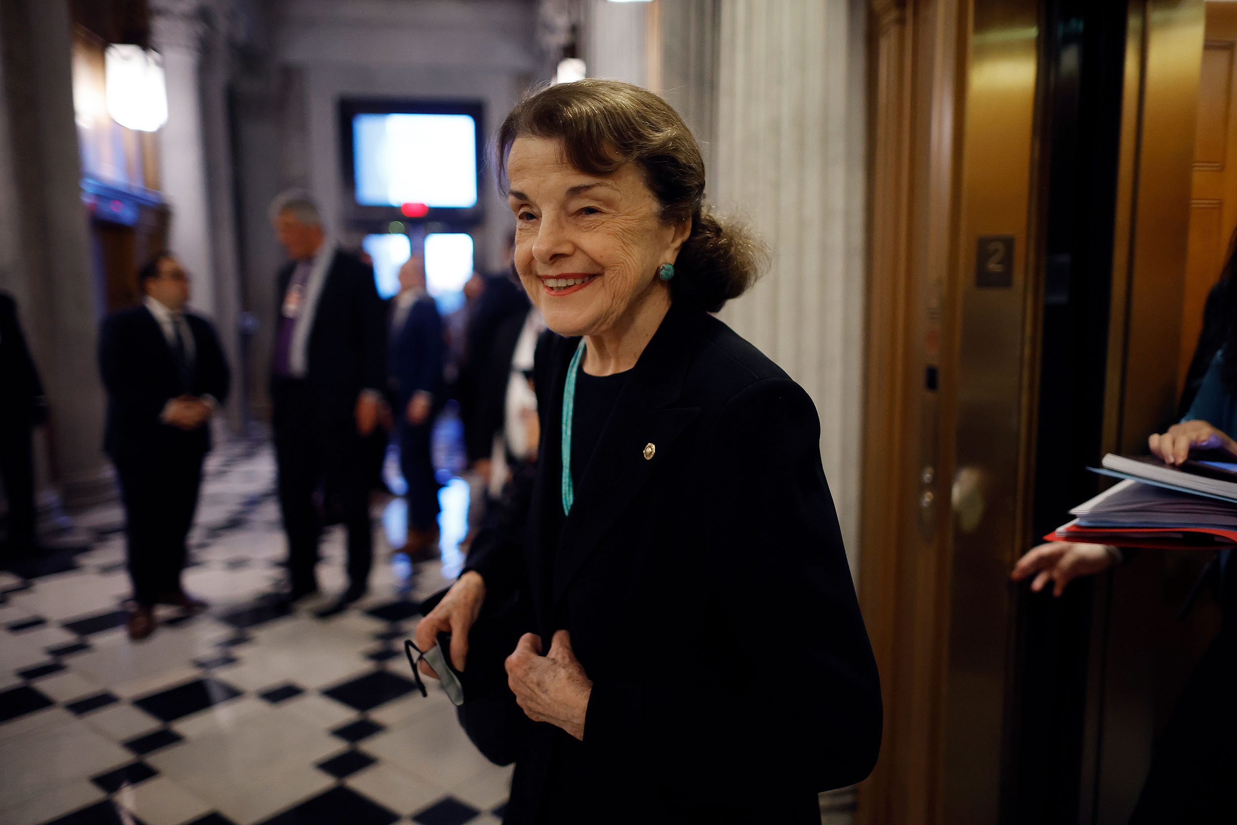 Sen. Dianne Feinstein (D-CA) heads into the Senate chamber at the U.S. Capitol in June 2022 in Washington