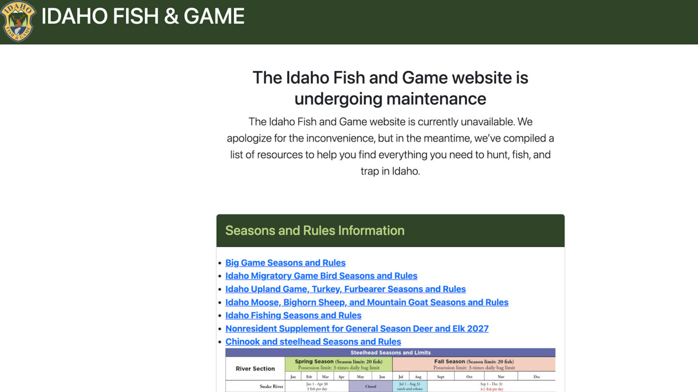 Screenshot: IDFG Maintenance