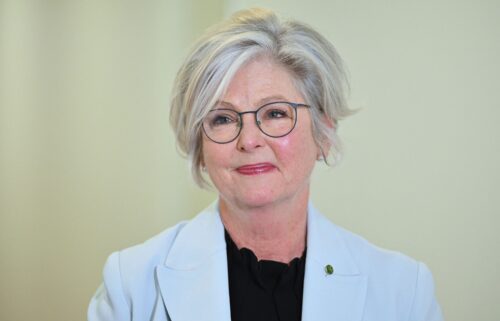 Australian independent member of parliament Helen Haines speaks to journalists at Parliament House in Canberra