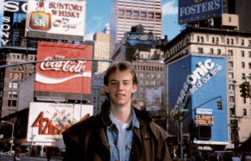 English in New York's Times Square in 1988.