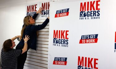 Republican US Senate candidate for Michigan Mike Rogers responds to El-Sayed during the televised debate on October 8 in Grand Rapids.