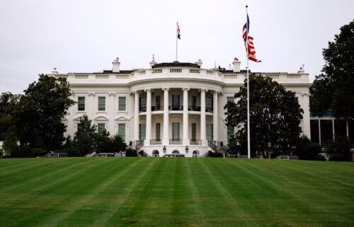 The White House is seen from the South Lawn on September 20