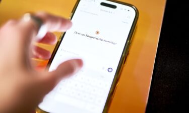 The Anthropic Claude app is displayed on a smartphone on April 10.
