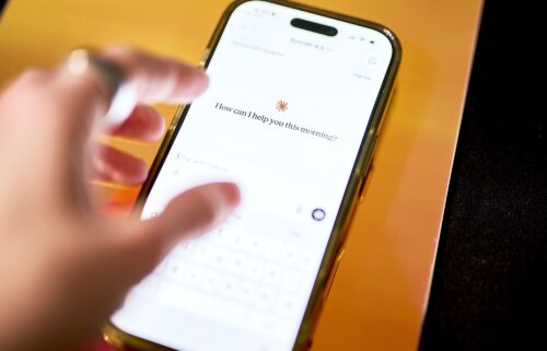 The Anthropic Claude app is displayed on a smartphone on April 10.