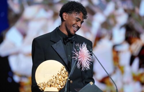 Alèxia Putellas speaks after receiving the Ballon d'Or Féminin for the third time.
