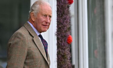 Britain's King Charles III looks on before departing after attending the annual Braemar Gathering in Braemar